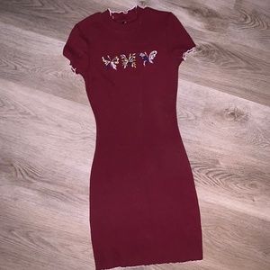ALAB red body hugging dress Y2K 2000s bodycon